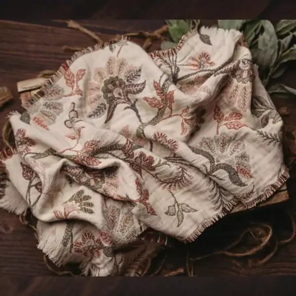 Pink fringed floral newborn photography layer blanket