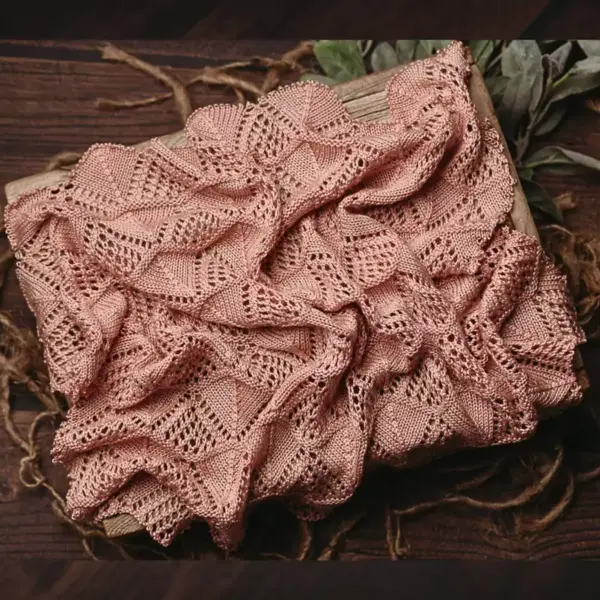 Pink textured fringed newborn photography blanket