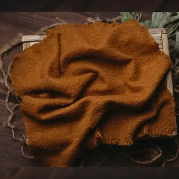 Rust orange fuzzy fringed newborn photography blanket