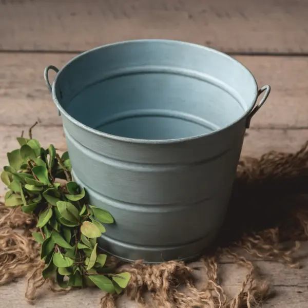 Baby blue newborn photography posing pail bucket